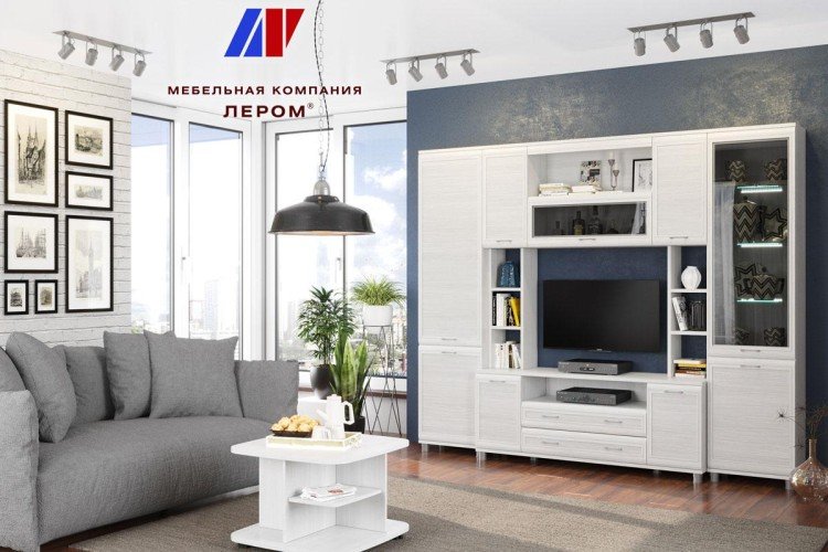 Модульная гостиная Мелисса 2 снежный ясень